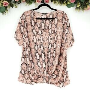 West Kei Snake Skin Patterned Short Sleeve Blouse